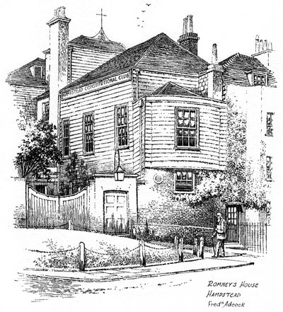 Huis van George Romney, Hampstead, Londen, 1912 door Frederick Adcock