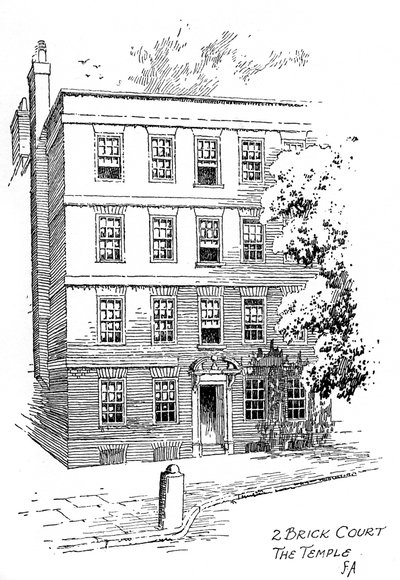 Huis van Oliver Goldsmith, 2 Brick Court, Temple, Londen, 1912 door Frederick Adcock
