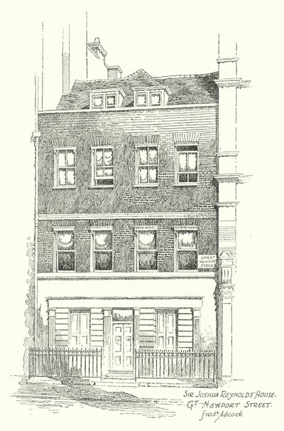 Huis van Sir Joshua Reynolds, Great Newport Street door Frederick Adcock