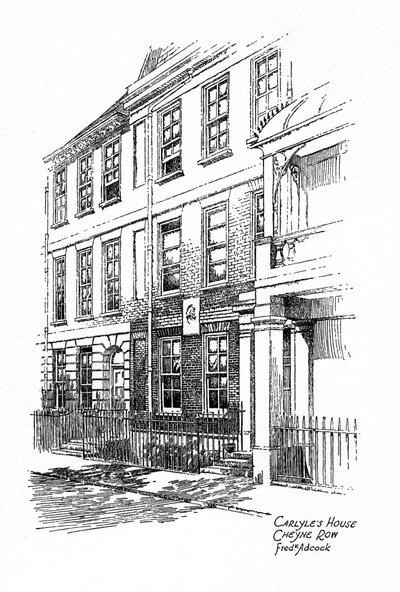 Huis van Thomas Carlyle, 24 Cheyne Row, Chelsea, Londen door Frederick Adcock