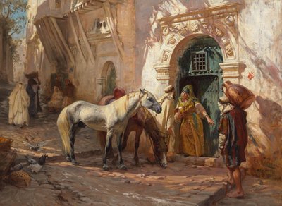 Een scène in Noord-Afrika; 1885 door Frederick Arthur Bridgman