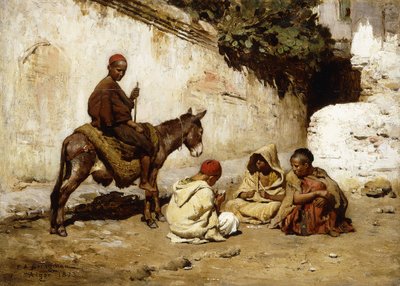 Arabische kinderen die kaarten spelen, 1873 door Frederick Arthur Bridgman