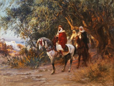 Arabieren te paard door Frederick Arthur Bridgman
