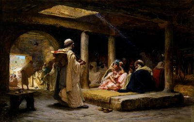 Café in Biskra, Algerije, 1884 door Frederick Arthur Bridgman