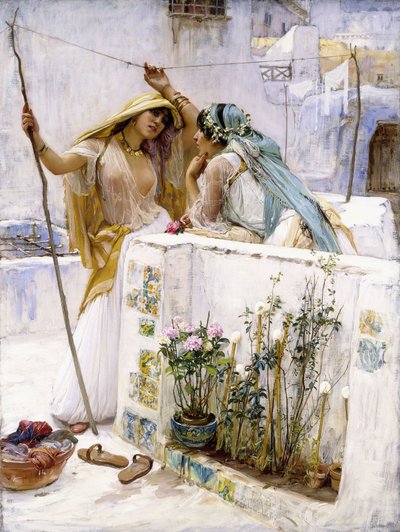 De buren, terrassen van Algiers, 1887 door Frederick Arthur Bridgman
