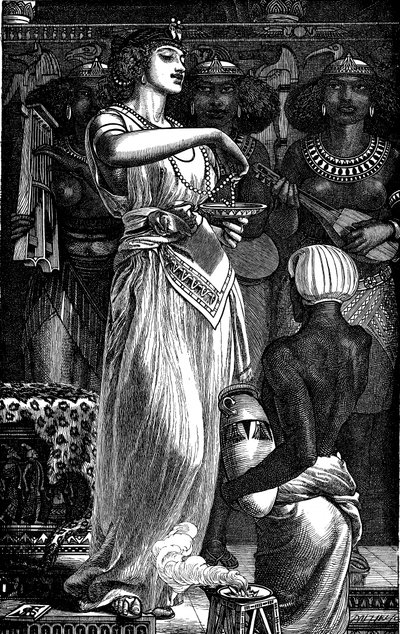 Cleopatra VII 69-30 v.Chr., koningin van Egypte, parels oplossen in wijn, 1866 door Frederick Augustus Sandys