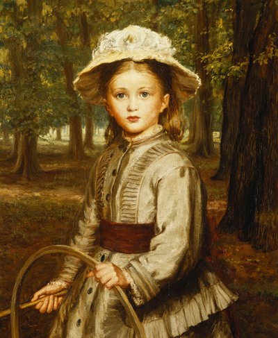 Een jong meisje speelt met een hoepel door Frederick Bacon Barwell