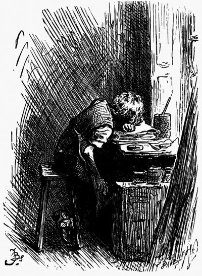 Dickens in het zwartingsmagazijn, 1880s door Frederick Barnard