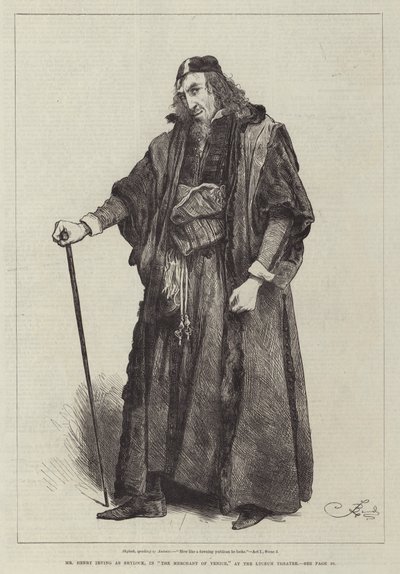 Mr Henry Irving als Shylock, in De Koopman van Venetië, in het Lyceum Theater door Frederick Barnard