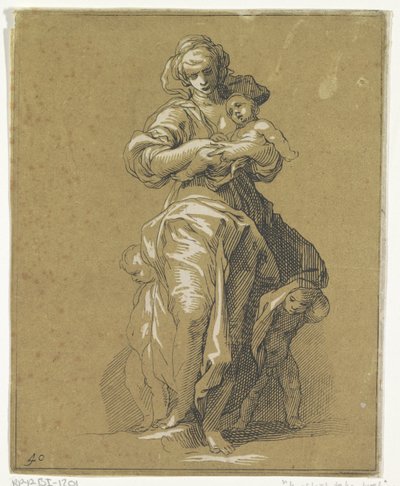 Caritas met drie kinderen door Frederick Bloemaert