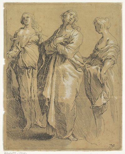 Drie staande figuren door Frederick Bloemaert