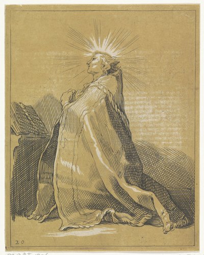 Knielende heilige in gebed door Frederick Bloemaert