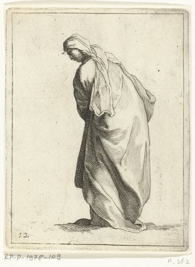 Lopende vrouw door Frederick Bloemaert