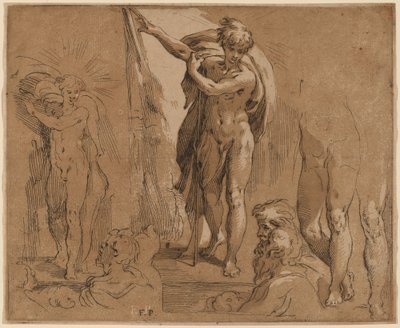 Sint-Jan de Doper door Frederick Bloemaert after Parmigianino