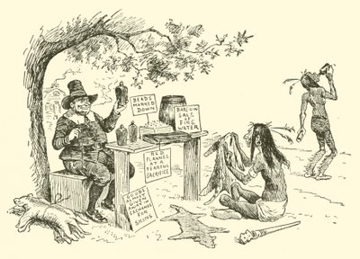 De Puriteinen ruilen met de Indianen door Frederick Burr Opper