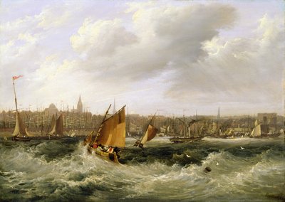 Liverpool, Lancashire vanaf de rivier de Mersey en New Brighton, 1838 door Frederick Calvert