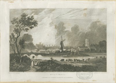 Stafford - Zuidwestaanzicht: gravure, nd [c 1830] door Frederick Calvert