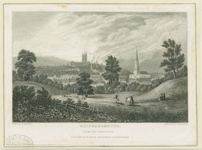 Wolverhampton - Ver uitzicht vanaf de Penn Road (staalgravure) door Frederick Calvert