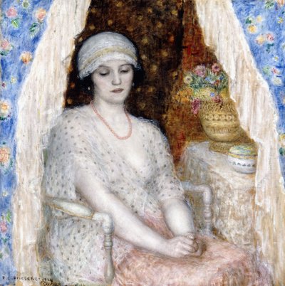 Blauwe Gordijnen door Frederick Carl Frieseke