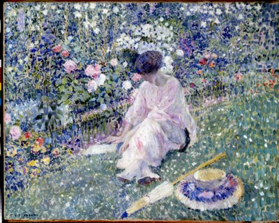 Tuin in Juni door Frederick Carl Frieseke