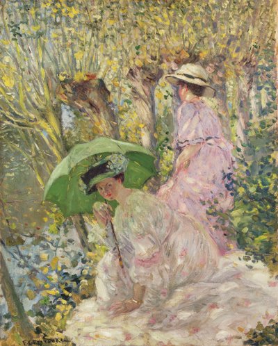 Twee Jonge Meisjes in een Tuin, c.1911 door Frederick Carl Frieseke