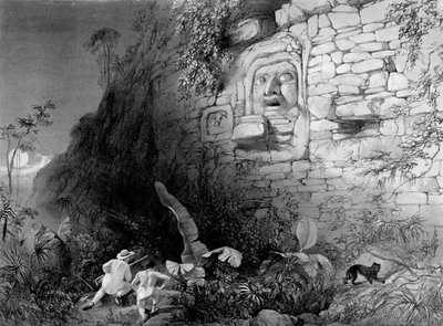 Hoofd van Itzam Na, Izamal, Yucatan, Mexico, 1844 door Frederick Catherwood