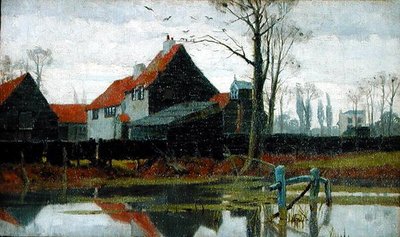 Boerderijgebouwen, ca. 1889 door Frederick Cayley Robinson