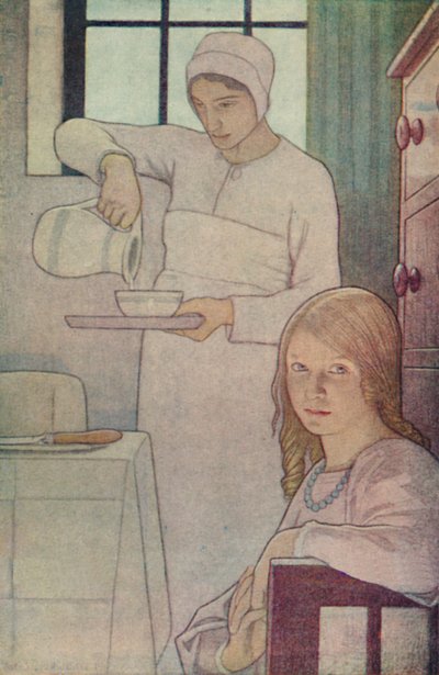 Lois en haar verpleegster. Uit A Book of Quaker Saints. L. V. Hodgkin., 1923 door Frederick Cayley Robinson