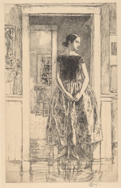 Meisje in een moderne jurk, 1922 door Frederick Childe Hassam