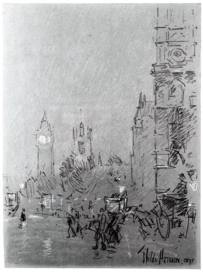 Londen, avond, 1897 door Frederick Childe Hassam