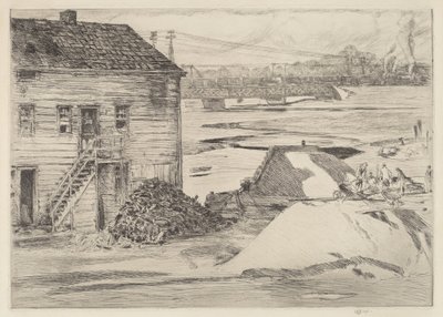 Laagwater, Cos Cob Brug, 1915 door Frederick Childe Hassam