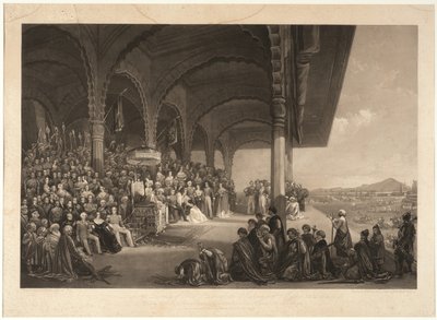 De Dussorah Durbar van Zijne Hoogheid de Maharaja van Mysore door Frederick Christian Lewis