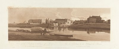 Uitzicht op het paleis en dorp Choisi, aan de oevers van de Seine 1803; Plaat 14 uit Zichten in Parijs, het Emanuel Volume tracing van de plaat B1981.25.2623 door Frederick Christian Lewis the Elder