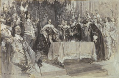 De tweede installatie van Cromwell als beschermer, in Westminster Hall, 26 juni 1657 door Frederick Coffay Yohn