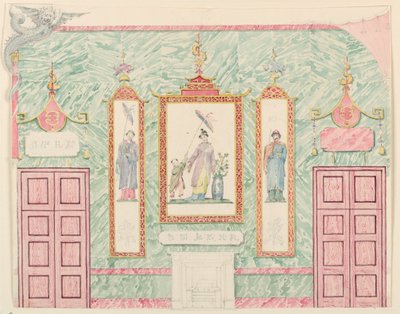 Tekening, Muurgevel, waarschijnlijk voor de Banketzaal, Royal Pavilion, Brighton, 1815-22 door Frederick Crace