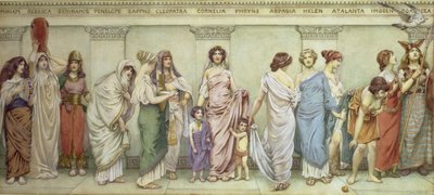 Grote Vrouwen van de Oudheid: Miriam, Rebecca, Semiramis, Penelope, Sappho, Cleopatra, Cornelia, Phryne, Aspasia, Helena, Atalanta, Imogen en Boudica door Frederick Dudley Walenn