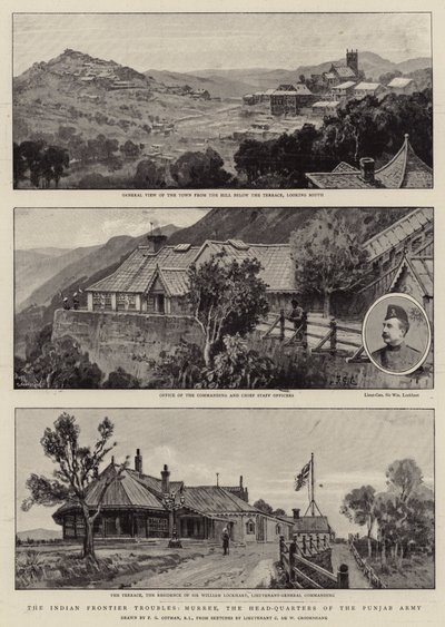 De Indiase Grensproblemen, Murree, het Hoofdkwartier van het Punjab-leger door Frederick George Cotman