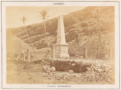 Pacific Station in HMS Triumph - Plaat 14, Cooks monument, Hawaï door Frederick George Denham Bedford