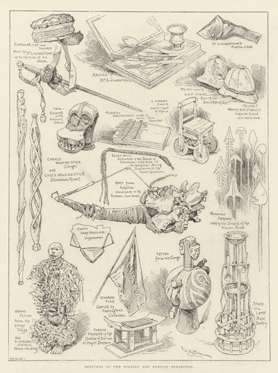 Schetsen bij de Stanley en Afrikaanse tentoonstelling door Frederick George Kitton
