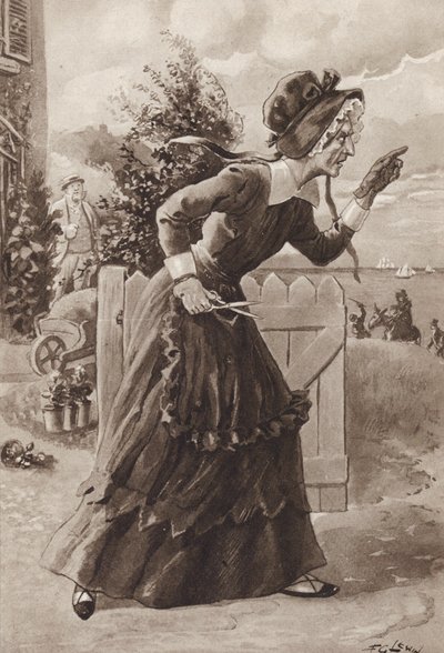Betsey Trotwood uit David Copperfield, door Charles Dickens (gravure) door Frederick George Lewin