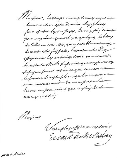 Brief van kardinaal Richelieu aan Monsieur de la Motte, 17e eeuw 1865 door Frederick George Netherclift