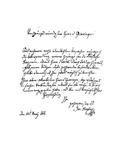 Brief van Francis Joseph Haydn aan Herr von Griesinger, 1803 door Frederick George Netherclift