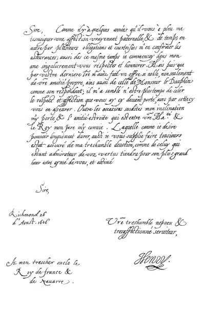 Brief van Henry Frederick, Prins van Wales, aan koning Hendrik IV van Frankrijk, 1606, 1865 door Frederick George Netherclift