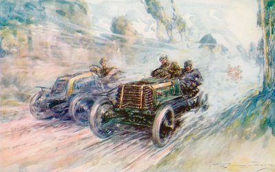 Een Britse chauffeur, Charles Jarrott, wint de Circuit des Ardennes 1902 met de beroemde "70" Panhard door Frederick Gordon (after) Crosby