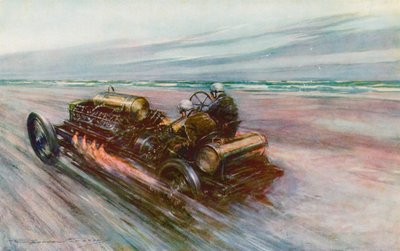 De beroemde "200" Darracq waarmee Sir Algernon Guinness, Bart, 120 mph behaalde in 1908 door Frederick Gordon (after) Crosby