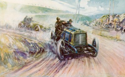 Thery met de Richard-Brasier die de Gordon Bennett-race van 1905 voor Frankrijk won door Frederick Gordon (after) Crosby