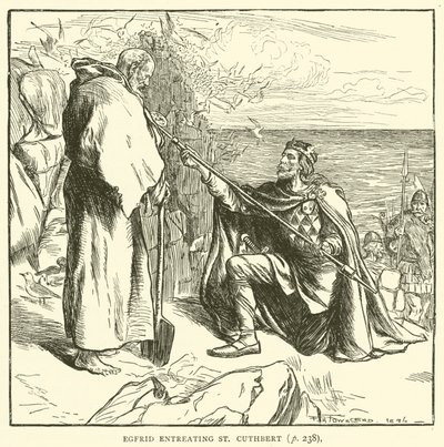 Egfrid smeekt St. Cuthbert door Frederick Henry Townsend