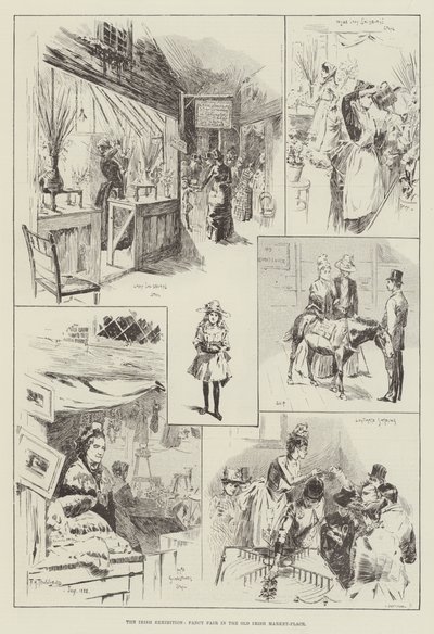 De Ierse tentoonstelling, Fancy Fair op de oude Ierse markt door Frederick Henry Townsend