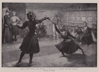 De nieuwste sport voor vrouwen, een gevecht in een Londense schermschool door Frederick Henry Townsend