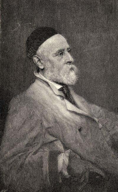 Portret van George Frederick Watts, gegraveerd door T. Johnson naar de foto van Hollyer, uit 